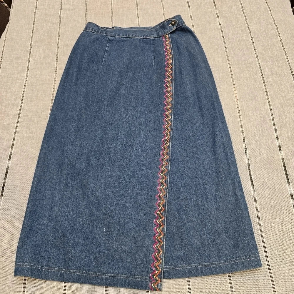 Rhythm Blue Women’s Embroidered Floral Denim Jacket Sz LgSkirt Maxi Set Size Med